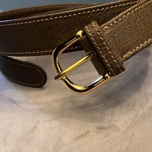 Authentic Gucci genuine brown leather and brass belt